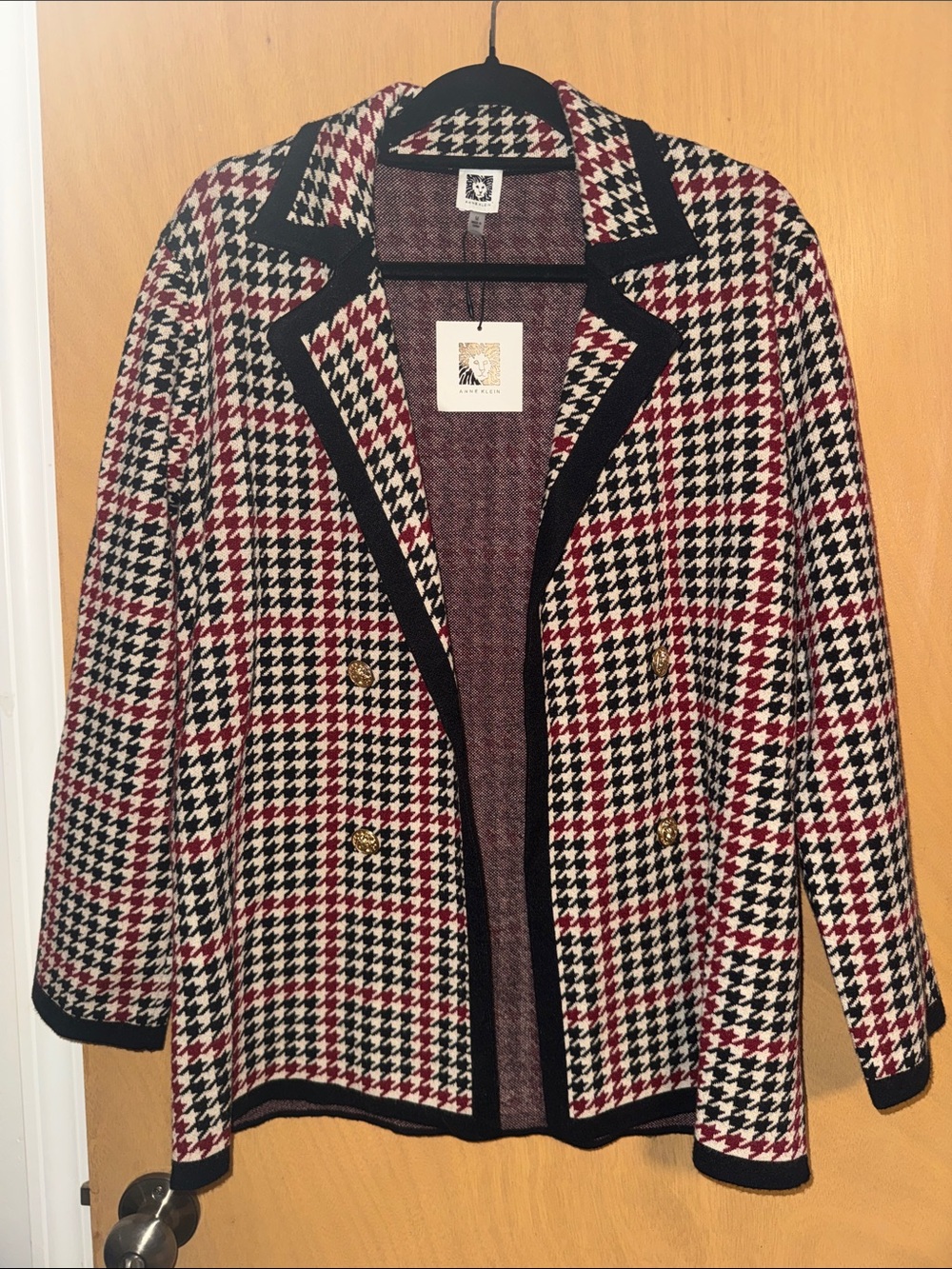 Anne Klein Houndstooth Sweater Jacket